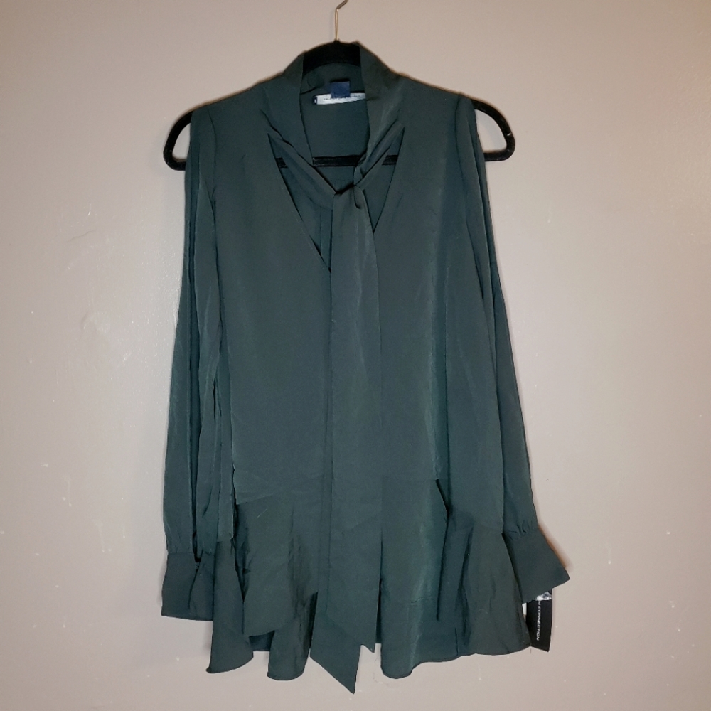 French Connection Crepe Tie Neck Cold Shoulder